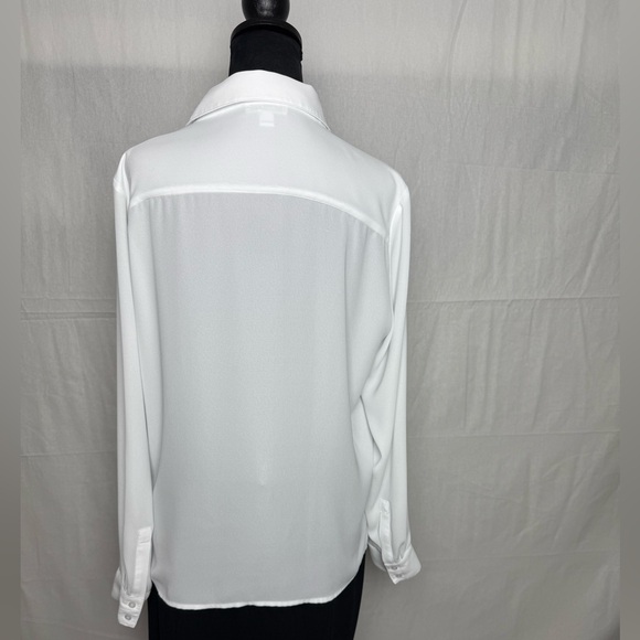 Calvin Klein White Ruffle Front Blouse - Picture 2 of 5